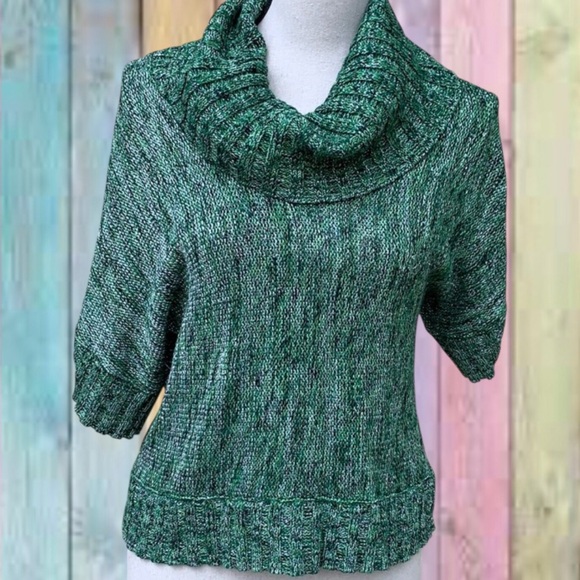 INC International Concepts Sweaters - Inc International Concepts Green Marble Metallic Cowl Neck Sweater Top